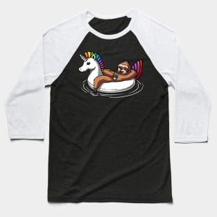 Sloth Riding Unicorn Float Baseball T-Shirt